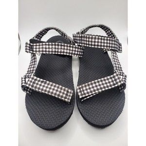 💚4/$20 Wonder Nation Toddler Girls Size 5Y Nature Sandals Black White Checkered